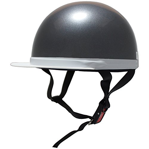 [ビーアンドビー] バイク用ヘルメット 白ツバ 半キャップ SGマーク適合品 ガンメタ フリーサイズ BB-300