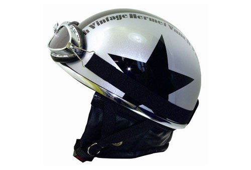 RIDEZ ライズ VANCH VINTAGE HALF HELMET ビンテージハーフヘルメット シルバー/ブラック フリー 57-59cm
