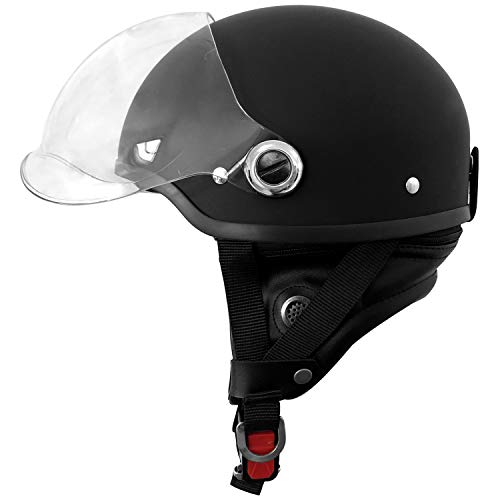 バイクヘルメット ジェット バブルシールド付きハーフヘルメット ブラウン s-63FREE (頭囲 57cm~60cm未満) (BLACK)