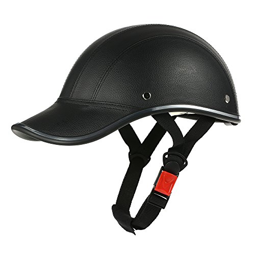 KKmoon バイクヘルメット ハーフ半帽 野球風 54cm~60cm未満 (ブラック)