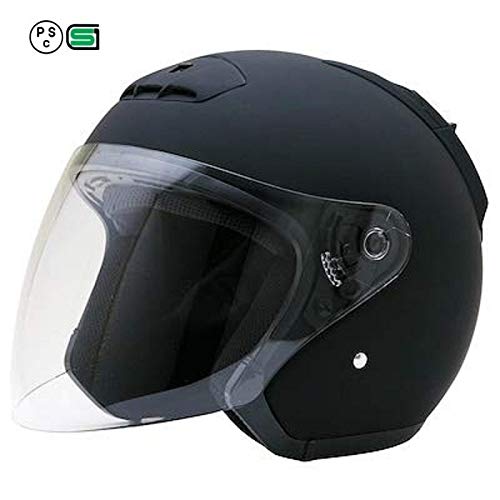 バイクヘルメットhks-69 ジェットヘルメット ハイスペック オープンフェイス 台湾製 SG/PSC規格 (マットブラック, XL)