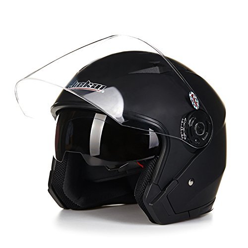バイクヘルメット ジェットヘルメット JIEKAI JK-512 超人気 Bike Helmet メンズ レディース 10色選択可　艶消しブラック（透明シールド）ＸＬ
