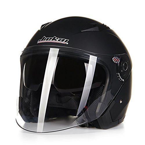 バイクヘルメット ジェットヘルメット JIEKAI JK-512 超人気 Bike Helmet メンズ レディース 10色選択可　艶消しブラック（透明シールド）ＸＬ