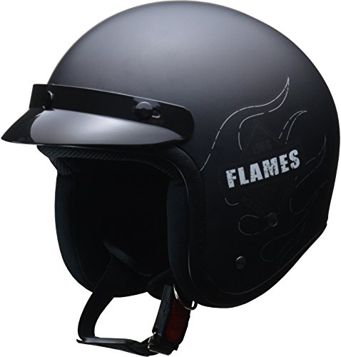 リード工業(LEAD) バイク用ジェットヘルメット FLAMES (フレームス) マットブラック フリー (57-60cm未満) -