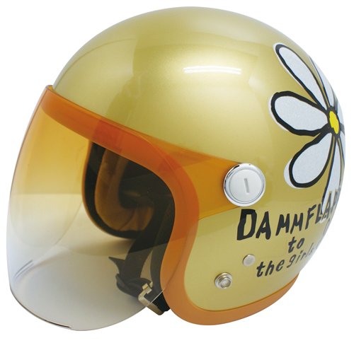 ダムトラックス(DAMMTRAX) バイクヘルメット ジェット フラワージェット グランデ シャンパンゴールド レディースサイズ(57CM~58CM)