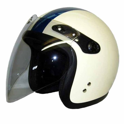 川村商店 ヘルメツト シールド付スモールジェットヘルメット アイボリーアンドネイビー フリー SJ-67S