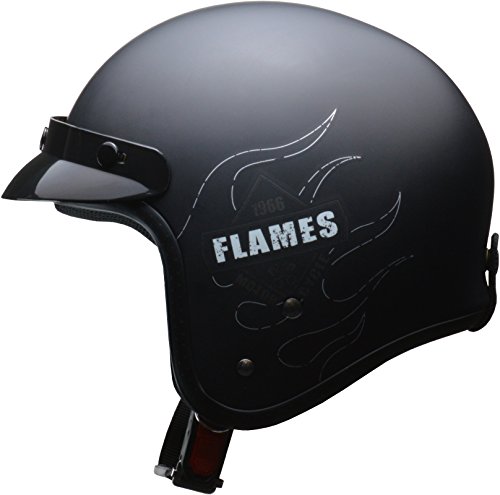 リード工業(LEAD) バイク用ジェットヘルメット FLAMES (フレームス) マットブラック フリー (57-60cm未満) -