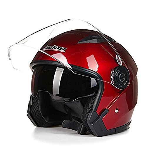 バイクヘルメット Bike Helmet ジェットヘルメット メンズ レディース JIEKAI 半帽 バイク用 ハーフ シールド付き 男女兼用 jk17051603 レッド/XL