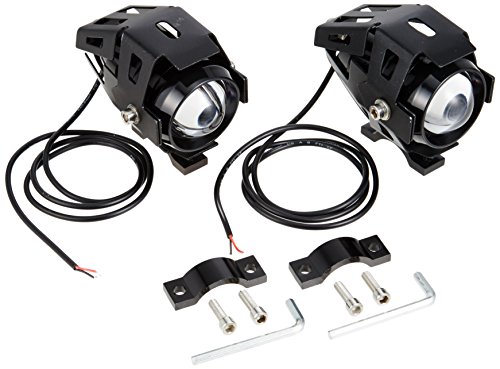 e-auto fun バイクライト LEDフォグランプ 本体ブラック 発光色ホワイト 2個セット 外置き 完全防水 Hi/Lo/ストロボ切替 トランスフォーマーLED 高輝度 オートバイ 二輪用