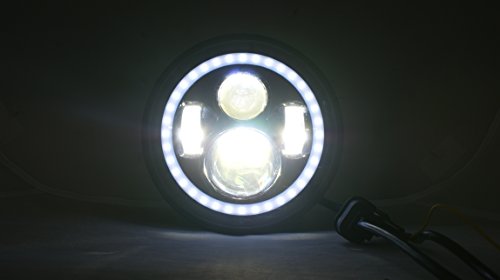 VOSICKY(ボスキー) 新型 7インチ RGB LED ヘッドライト イカリング付き ハーレー ホンダ カワサキ スズキ ヤマハ など ７インチ ヘッドライト 仕様 バイクCB400SF ホーネット250 CBX400 VTR250 ジェイド CB250F 用 LED ヘッドライト 改装用 汎用 7インチ 超高輝度 Hi/Lo切替型RGB LED ヘッドライト プロジェクター ヘッドライトシェル 付き 33-42mm径 フロントフォーク に適用 送料無料 一年保証付き