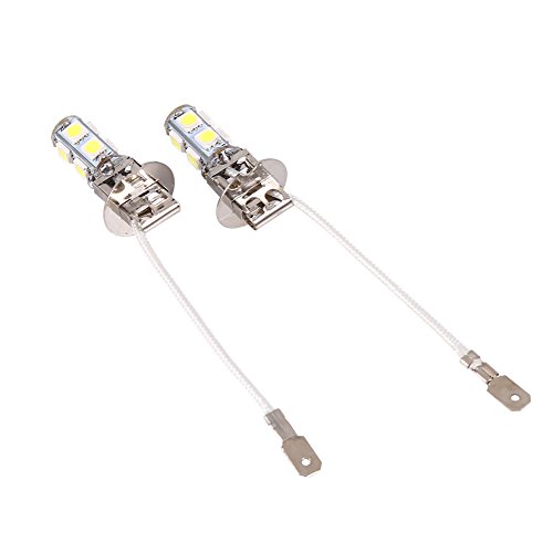 LEDフォグランプ LEDキセノンヘッドライト LED電球 H3 9-SMD 12V 無極性 5050ホワイト 昼白色 高輝度 2個セット