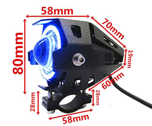 バイク用 LEDフォグランプ LEDヘッドライト CREE製 U7 Hi/Lo/ストロボ 3モード切替 汎用 防水 3000LM 12V~80V プロジェクター 補助灯 ブルー