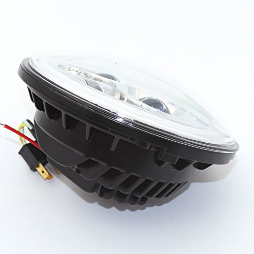 LED ヘッドライト Harley Jeep JKラングラー用 新型 7インチ Hi/Lo DRL機能 イカリング付き 高輝度 ハーレーバイクヘッドランプ 1個 10-100V シルバー 【一年保証付き】