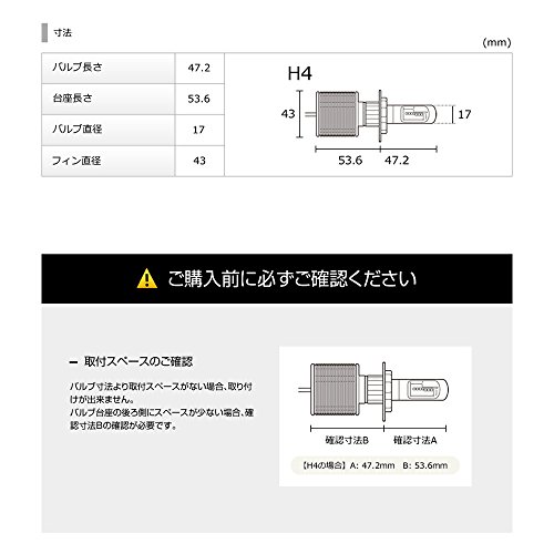 fcl.(エフシーエル) バイク用 ledヘッドライト H4 Hi/Lo ファンレスモデル 1個 ハロゲン色