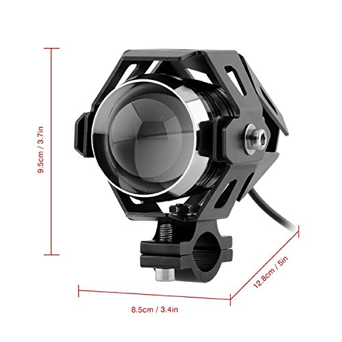 Ranzek オートバイ　125W CREE U5 LEDドライビング フォグライト　スポットライト　ホワイト　ランプヘッドライト（黒）