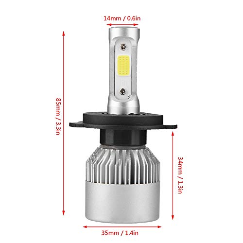 KIMISS H4ヘッドライト電球、 LEDヘッドランプ8000LM、 36W車の前部電球、 直接ハロゲン交換、 9V-32V、ハイ/ロービームキセノンホワイト6000K、2灯