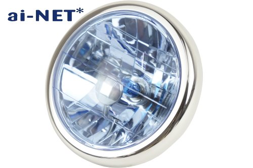ai-NET バイク用ヘッドライト マルチリフレクター ヘッドライト レンズリム付き ブルー 6ヶ月保証付