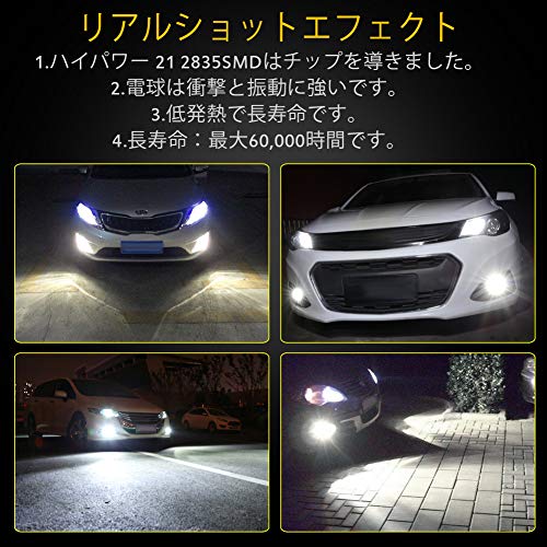 KaTur 9006 HB3 LEDフォグランプ用電球最大80Wハイパワースーパーブライト2000ルーメン6500Kキセノンホワイトプロジェクター付日中走行用ライトDRLまたはフォグランプ、12V-24V（2個組）