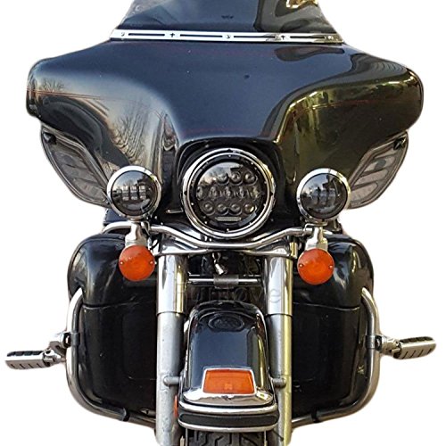Ranzek 7インチ75WラウンドデイメーカーLEDプロジェクターヘッドライトウォータープルーフハーレーダビッドソンオートバイ＆ジープラングラーLEDヘッドランプ(黒)