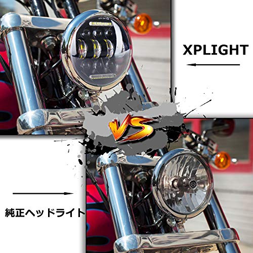 XPLIGHT 5.75インチ LED ヘッドライト 66Ｗ デイライト付き Hi/Lo切り替え ハーレー ヘッドライト ダビッドソン ダイナ XL1200 XL883対応 一年保証付き