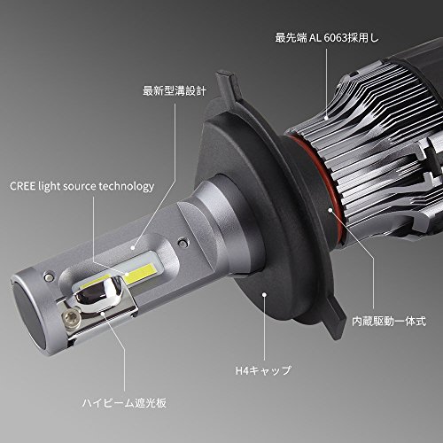 zodoo LEDヘッドライト H7 車検対応 切替 アメリカ CREE light source technologyチップ搭載 一体式 5000LMx2 30Wx2 6500K ホワイト 2個 DC9-32V 保証1年 mini-H7