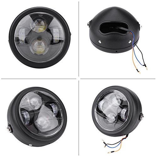 Qiilu LED電球　フロントヘッドライト ヘッドランプ 汎用　 6.5inch オートバイ 12V (黑色)