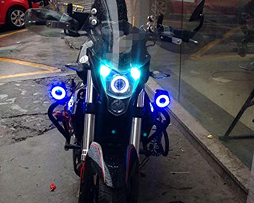 バイク用 LEDフォグランプ LEDヘッドライト CREE製 U7 Hi/Lo/ストロボ 3モード切替 汎用 防水 3000LM 12V~80V プロジェクター 補助灯 ブルー