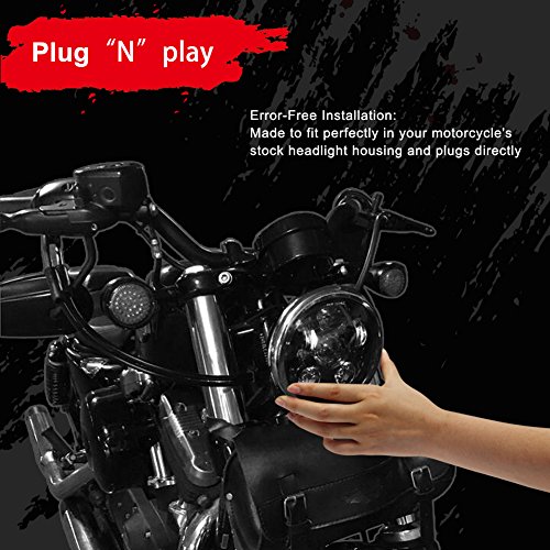 Signstek LEDヘッドライト 5.75インチ 45W オートバイク用 プロジェクター IP67防水 4000Lm (黒)