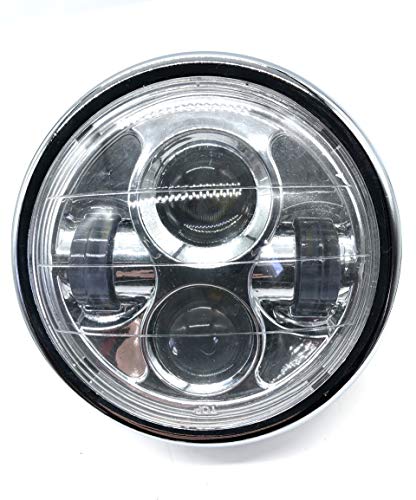 LED プロジェクター ヘッドライト 6 1/2インチ ブラック シルバー メッキ 汎用 ハーレー カフェレーサー ファイター CB400 XJR400 SR ZRX ゼファー 等