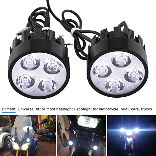 【2個セット】オートバイLEDスポットライト LEDヘッドライト バイク用LED フロントライト ユニバーサル 3000LM 高輝度 夜間走行 安全確保 アルミニウム合金製 取り付け簡単12V-85V DC 耐衝撃性 耐久性 ハンドルにつける ブラック