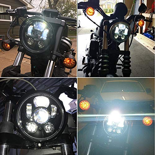 Signstek LEDヘッドライト 5.75インチ 45W オートバイク用 プロジェクター IP67防水 4000Lm (黒)