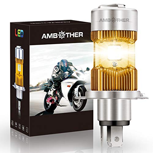 AMBOTHER LEDバルブ バイク用ヘッドライト H4・HS1 デュアル配光 Hi/Lo 冷却ファン付 IP68防水・防塵 6500K DC9V-30V 純正交換 1個