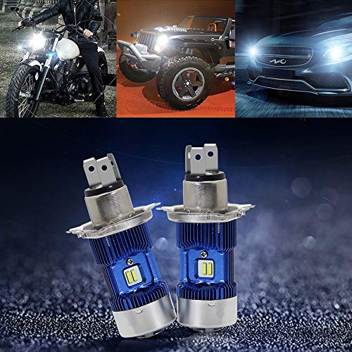 RCP 【旋風太郎】H4/HS1 LED ヘッドライト Hi/Lo 12V/24V対応 6000K 車検対応 バイク/車用 高輝度 LEDチップ搭載 IP68防護 両面発光 放熱ファン付き 長寿命 純正交換 ホワイト 2個入