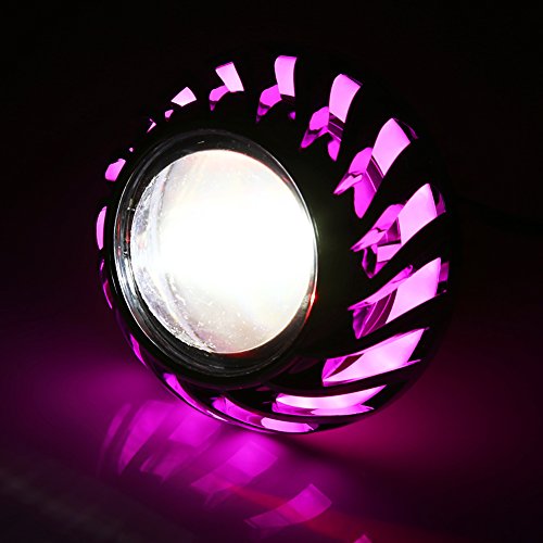 Qiilu　オートバイヘッドライト　LEDプロジェクターレンズ　デュアルヘイロー　エンジェルデビルアイスポットライト(粉色)