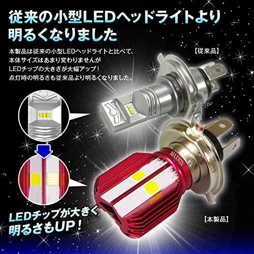 LEDヘッドライト バイク用 ヘッドランプ バイク LED H4 Hi Lo 6500K 1700Lm 小型 純正交換 ハロゲン 同形状 省スペース 取付簡単 12V 24V LB7A2-H4