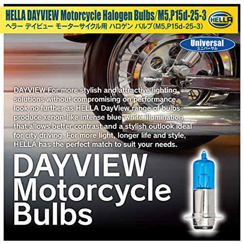 HELLA(ヘラー) モーターサイクル用 ブルーコーティング ハロゲンバルブ DAYVIEW 4500k M5 P15d-25-3 25W/25W 1ヶ入 225176