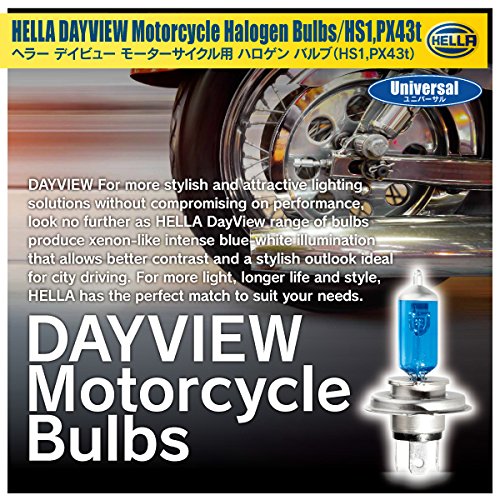 HELLA(ヘラー) モーターサイクル用 ブルーコーティング ハロゲンバルブ DAYVIEW 4500k HS1 PX43t 35W/35W 1ヶ入 225171