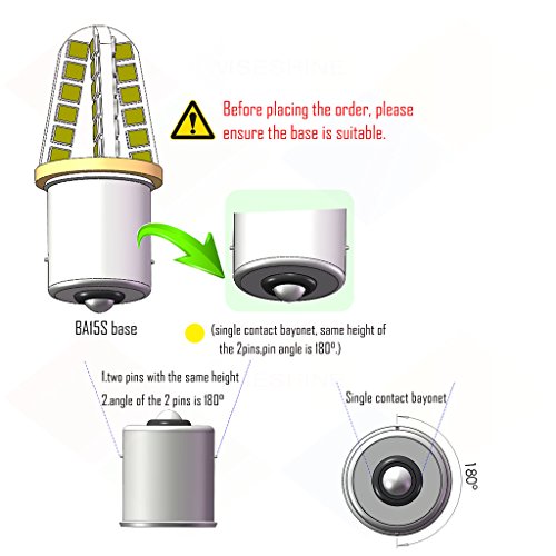 Wiseshine ba15s p21w 1156 g18 led オートcanbus 電球 DC9-30v 3年間の品質保証（2パック) ba15s 48smd 2835 真っ白