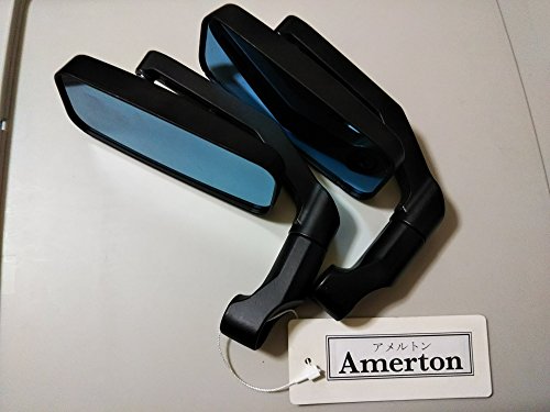 （アメルトン）Amerton バイク サイドミラー スクエア アルミ 鏡面 左右 カスタム 汎用 (a ブラック)