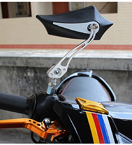汎用 バイク 用 バックミラー バット ウイング ミラー 左右 セット 角度 調節 可能 変換アダプター 付き