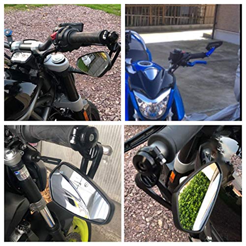 Deurreli バイクミラー オートバイ汎用 バーエンド ペンタゴン ミラー 左右2個 セット カスタム 全5色 360°角度調整可能 取付簡単 視野拡大 ハンドル22mmに対応 (ブラック)