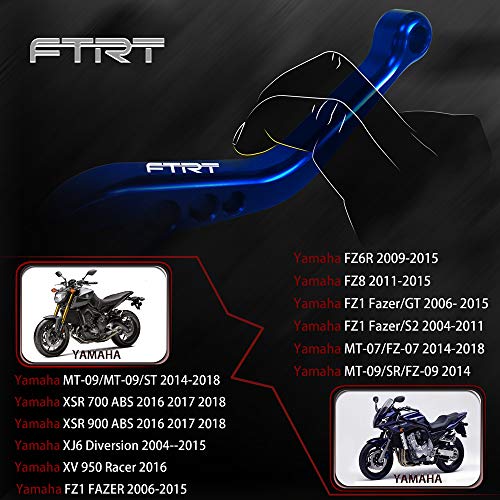 FTRT 6段調整 ブレーキ クラッチ ショート レバー 用 ヤマハ Yamaha MT-07 2014-2018, MT-09 2014-2018, FZ6R 2009-2015, FZ1 FAZER 2006，青