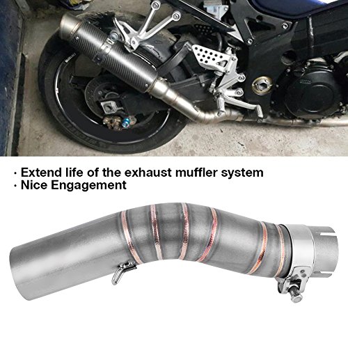 Qiilu オートバイ排気管 中段排気管 中部エキゾーストパイプ 直径51mm 排気 交換用 アクセサリー ステンレス鋼製 耐久性 耐食性 SUZIKI GSX-R1000 2005-2006