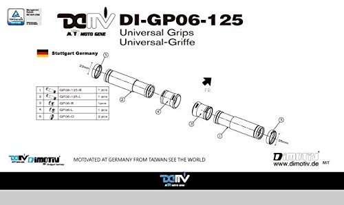 Dimotiv DMV 125mm ライダーハンドルバーグリップ 7/8インチ(22.2mm) レッド DI-GP06-125-R