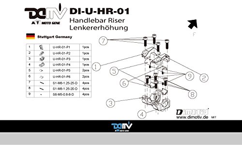 Dimotiv DMV 汎用ハンドルポスト/ハンドルライザー23mmアップ(Handlebar Riser)ブラック DI-U-HR-01-K