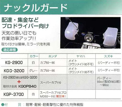 大久保製作所 ナックルガード ホワイト バイク オートバイ KG-2900