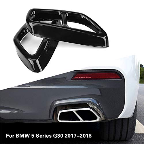 Aramox リアエキゾーストマフラーカバー、2個 ステンレス鋼 車のブラック排気のテールパイプカバートリム BMW 5シリーズG30 2017-2018用 ブラック