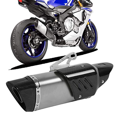 Ejoyous 汎用 オートバイの排気マフラー、 スリップオン カーボンファイバー 排気管 レーシングマフラー 取り付け用アクセサリ付き 51mm(（カバー付き）)