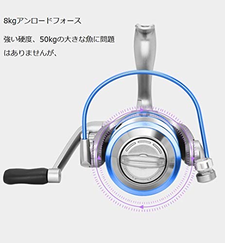 Jaccer スピニングリール 釣り 巻き取り スムーズ 巻き心地よい 左右交換 最大ドラグ力8kg 軽量海水 淡水 金属ボディ 木製ハンドルノブFB2000/FB3000/FB4000