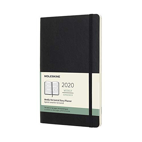 モレスキン 手帳 2020年 1月始まり 12ヶ月ウィークリーダイアリー ホリゾンタル(横型) ソフトカバー ラージサイズ ブラック DSB12WH3Y20-e